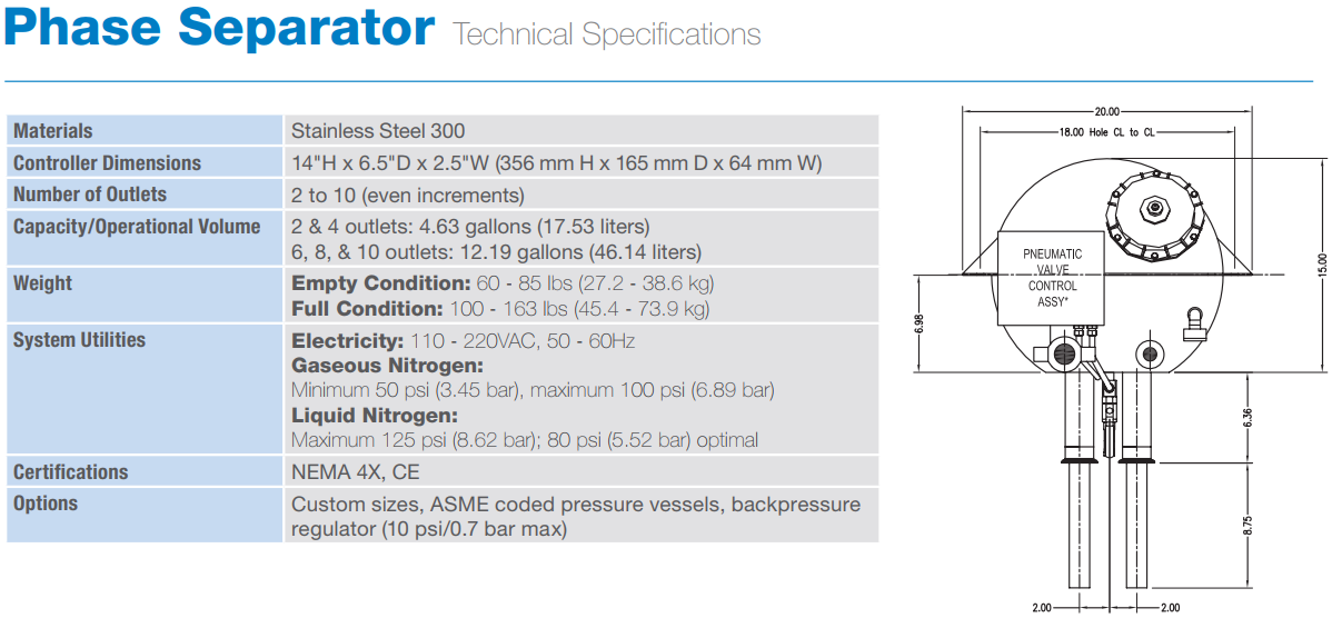 phase separator - technical specification